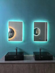 Lumora 700X500mm Round Corner Frameless Led Mirror - Bluetooth, Edge-Lit, Portrait Or Landscape - thumbnail 3