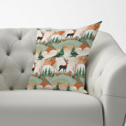 Warren Reed Designer Reindeer On A Snowy Landscape Pattern Cushions 33Cm X 48Cm - thumbnail 2