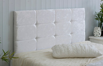 "Adore Designs Roma Crushed Velvet 4Ft Small Double 20"" Headboard -  White"