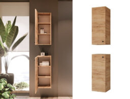 Impact Furniture Wall Hung Bathroom Cabinets 500mm Vanity Unit With Sink Basin And Wall Storage Cabinets Set Oak Effect Slimline Avir - thumbnail 4