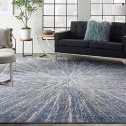 Blue Grey Silky Textures Abstract Optical/ (3D) Modern Rug For Bedroom & Living Room-160Cm X 221Cm - thumbnail 2