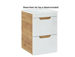 Impact Furniture Bathroom Vanity Mirror Unit 400mm Sink Wall Cabinet Set White Gloss Oak Aruba - thumbnail 4