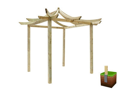 Edecks Dragon Wooden Garden Pergola (W 2700mm X D 2700mm) With Bolt Down Anchors (2.1M) - image 1
