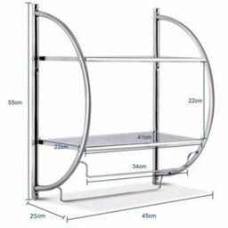 Costway Wall Mounted Towel Rack 2 Tiers Curved Display Organiser Shelving Unit Home - thumbnail 3