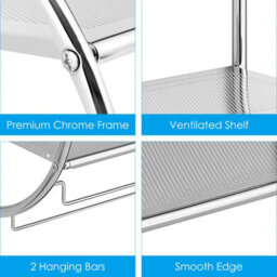 Costway Wall Mounted Towel Rack 2 Tiers Curved Display Organiser Shelving Unit Home - thumbnail 6