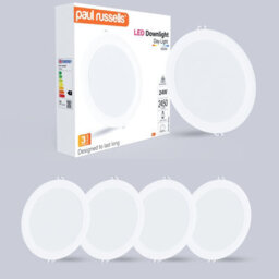 Paul Russells Led Round Panel Ceiling Lights, 24W 2450 Lumens, Spotlights, Ip20, 6500K Day Light, Pack Of 4 - thumbnail 1