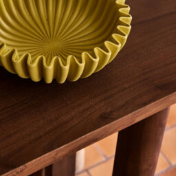 Sweeek - Oval Console With 2 Levels Acacia Wood Walnut Coloured 120X30X75 Cm - Sana - thumbnail 8