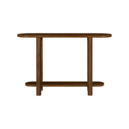 Sweeek - Oval Console With 2 Levels Acacia Wood Walnut Coloured 120X30X75 Cm - Sana - thumbnail 6