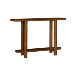 Sweeek - Oval Console With 2 Levels Acacia Wood Walnut Coloured 120X30X75 Cm - Sana - thumbnail 2