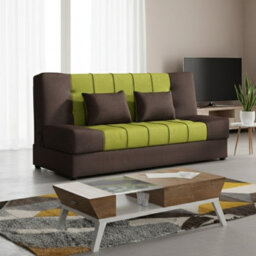 Sonia Sofa Bed With Storage Springs And Foam Stylish Living Room Or Guest Room Sofa With Cushions Brown And Green - thumbnail 1