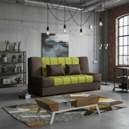 Sonia Sofa Bed With Storage Springs And Foam Stylish Living Room Or Guest Room Sofa With Cushions Brown And Green - thumbnail 2