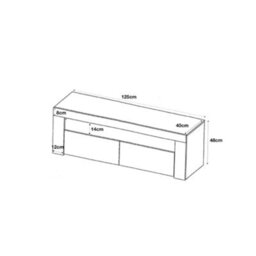 Furneo White Tv Stand 125Cm Cabinet Unit High Gloss & Matt Clifton 03 White Led Lights - thumbnail 3