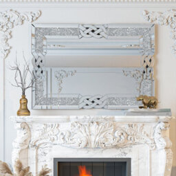 Artloge 100X70Cm Luxury Crystal Decorative Wall Mirror Large Crush Diamond Silver Accent Mirror - thumbnail 9