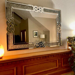 Artloge 100X70Cm Luxury Crystal Decorative Wall Mirror Large Crush Diamond Silver Accent Mirror - thumbnail 3