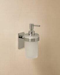 Cosmic Soap Dispenser, 175Ml, Self-Adhesive, Wall Mounted, Chrome, Pressed Glass And Metal, Stick Collection