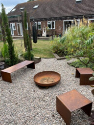Don Steel Corten Steel Stool , Garden Stool, Metal Stool , Indoor Side Table , Side Table , Steel Bench - thumbnail 8