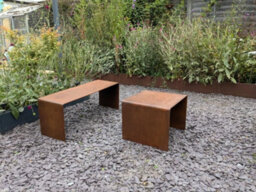 Don Steel Corten Steel Stool , Garden Stool, Metal Stool , Indoor Side Table , Side Table , Steel Bench - thumbnail 6