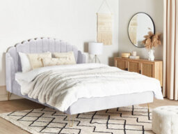 Beliani Bed Velvet Ambillou 180 X 200 Cm (Eu Super King) Light Grey - thumbnail 2