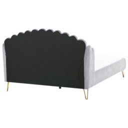 Beliani Bed Velvet Ambillou 180 X 200 Cm (Eu Super King) Light Grey - thumbnail 6
