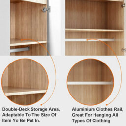 White 2 Door Wardrobe With Mirror High Gloss Bedroom Furniture Storage - thumbnail 4