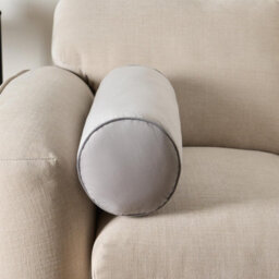 OHS Bolster Cushion Matte Velvet Filled Bedroom Sofa Plump Pillow, Grey Charcoal - thumbnail 2