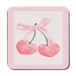 Benjamin Tate Design Cherry Ribbon Pink Placemat Coaster Set With Wood Bottom Exclusive Art Collection 12 Pieces - thumbnail 3