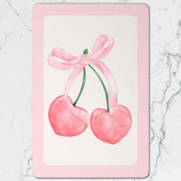 Benjamin Tate Design Cherry Ribbon Pink Placemat Coaster Set With Wood Bottom Exclusive Art Collection 12 Pieces - thumbnail 2
