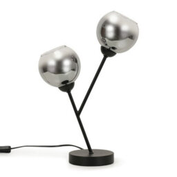 Valuelights Aria Black Metal 2 Way Bedside Table Lamp With Smoked Glass Lampshades