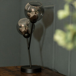 Valuelights Aria Black Metal 2 Way Bedside Table Lamp With Smoked Glass Lampshades - thumbnail 3