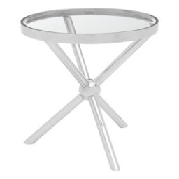 Orsina Elegant Round Silver Side Table, Durable Small Lounge Table For Tea, Stainless Steel Base Bedside Table - thumbnail 2