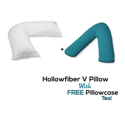 Chilimilii V Pillow With Free V Pillowcase Polycotton Cover Orthopedic Neck & Back Support Hollowfiber Filled Pillow