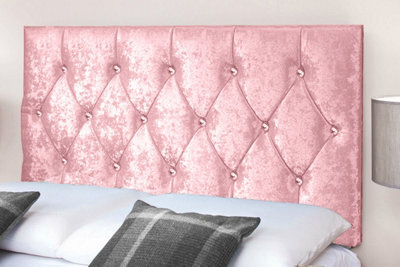 "Adore Designs Diamond Cut Crushed Velvet 2Ft6 Small Single 20"" Headboard - Pink"