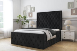 "Sloomy Vienna Black Naples Bed Frame With Mattress With 50"" Upholstered Headboard 6' Super King" - thumbnail 2
