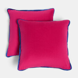 Ohs 2 Pack Matte Velvet Piped Cushion Covers Home Decor Set - Pink/blue - thumbnail 3