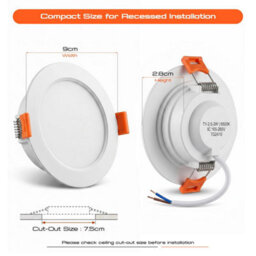 3.5 Inch Led Recessed Ceiling Lights 3W 10 Pack Cool White 6400K Adjustable Flush Mount Panel Lamp For Bathroom Kitchen - thumbnail 8