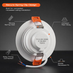 3.5 Inch Led Recessed Ceiling Lights 3W 10 Pack Cool White 6400K Adjustable Flush Mount Panel Lamp For Bathroom Kitchen - thumbnail 6
