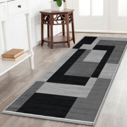 Aspire Homeware Luxury Large Rug, Non-Slip Plush Living Room Hallways Area Carpet, Cosy Floor Rug Milo Black Grey (L)150 X (W)80Cm