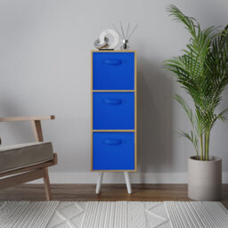 Urbn-Living Beech 3-Tier 3-Drawer Cube Shelving Unit With Scandinavian Legs - thumbnail 3