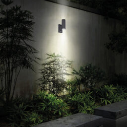 Luceco Azurar Up/down Ip44 Gu10 Wall Light With Pir Sensor Slate Grey - thumbnail 2