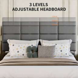 King Size Bed Frame 5Ft Upholstered Platform, Grey/150X200Cm - thumbnail 6