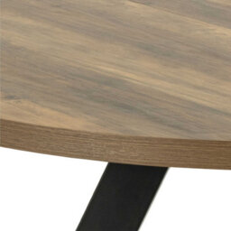 Wyld Haus Bern Round Extendable Dining Table Oak-Look Top Black Steel Hairpin Legs - thumbnail 6