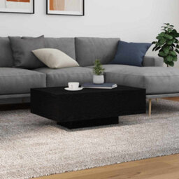 Berkfield Coffee Table With Led Lights Black Oak 85X55X31 Cm
