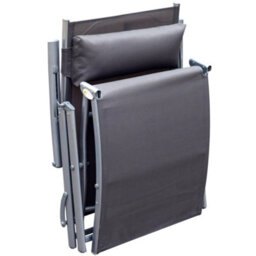 Outsunny Sun Lounger Recliner W/ Pillow Foldable 7 Levels Textilene Grey - thumbnail 9