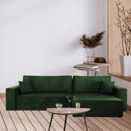 Karl L Maxi Corner Sofa Bed Corduroy Upholstery Storage Springs Universal Left Or Right Hand Side Design Green