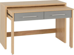 Seconique Seville 2 Drawer Slider Desk In Grey Gloss Light Oak Effect Veneer - thumbnail 3