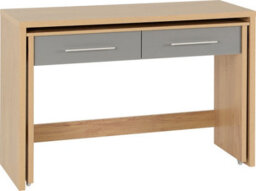 Seconique Seville 2 Drawer Slider Desk In Grey Gloss Light Oak Effect Veneer - thumbnail 2