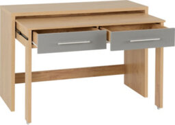 Seconique Seville 2 Drawer Slider Desk In Grey Gloss Light Oak Effect Veneer - thumbnail 4