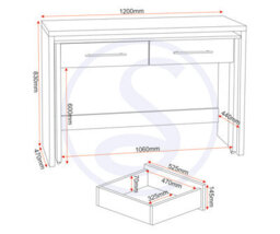 Seconique Seville 2 Drawer Slider Desk In Grey Gloss Light Oak Effect Veneer - thumbnail 9