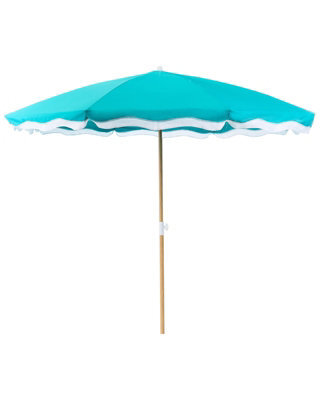 Wyld And Coco Turquoise Market Parasol 2.32 M Round Canopy Uv-Resistant Polyester With Steel Pole - image 1