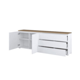 Arte Modo Sideboard Cabinet 200 Cm - Wide White And Oak Storage With Drawers And Handleless Doors - thumbnail 3